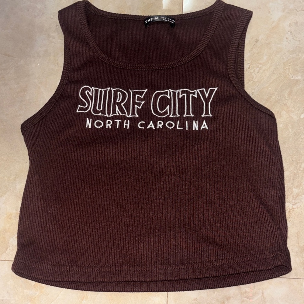 SHEIN Brown Surf City Tank Top